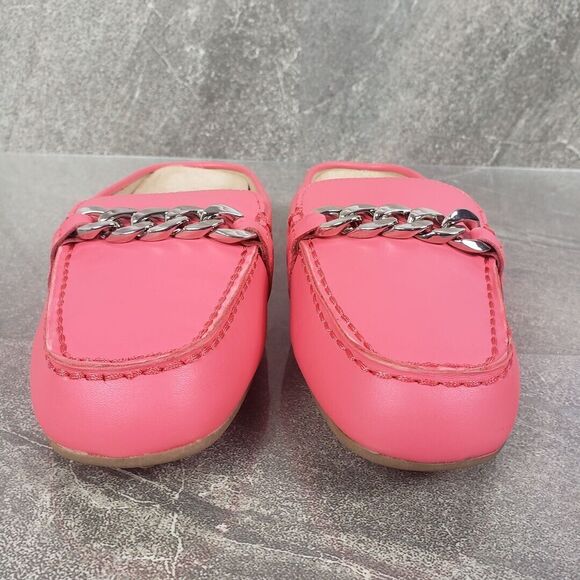 Isaac Mizrahi Live Chain Loafer Womens 7 Medium Pink Square Moc Toe Shoes - Picture 7 of 12
